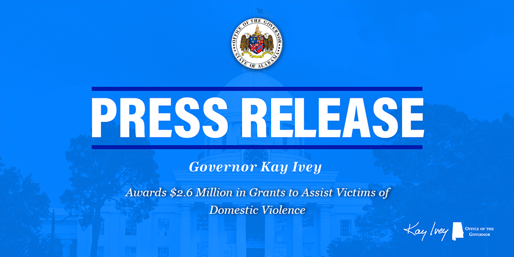 Governor Ivey Awards $2.6 Million in Grants to Assist Victims of Domestic Violence