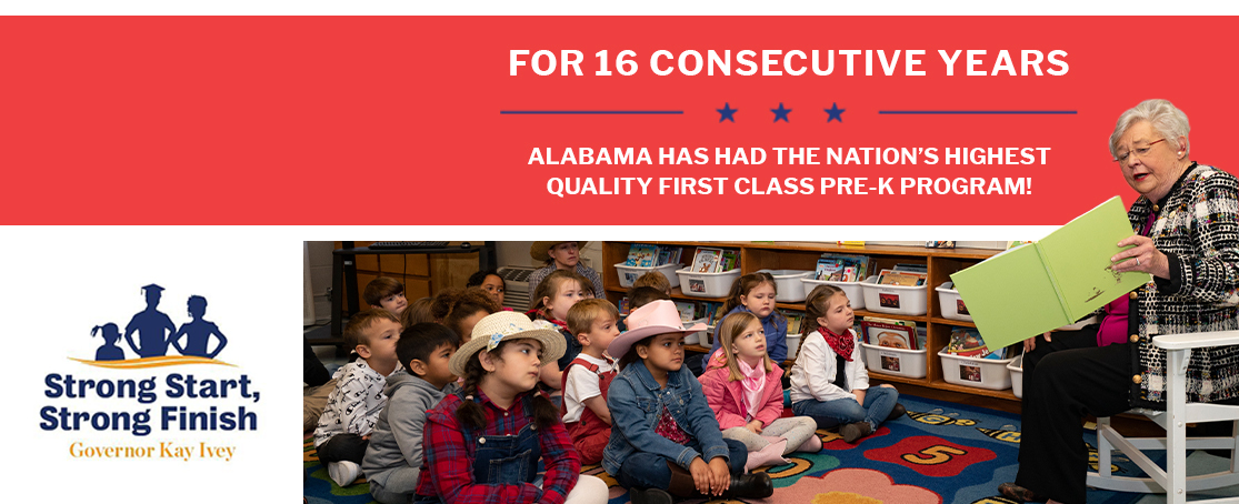 Governor Ivey Announces New First Class Pre-K Classrooms, Top NIEER Quality Rating for 16th Consecutive Year