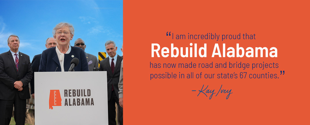 Governor Ivey Announces Another Round of Projects Funded by Rebuild Alabama, State-Supported Projects Now in all 67 Counties